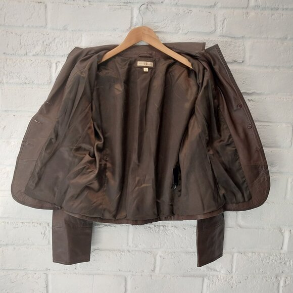 Vintage Wilsons Authentic Leather Jacket Womens Medium / Large Brown Button Up - Picture 3 of 13